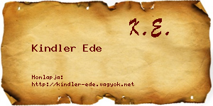 Kindler Ede névjegykártya